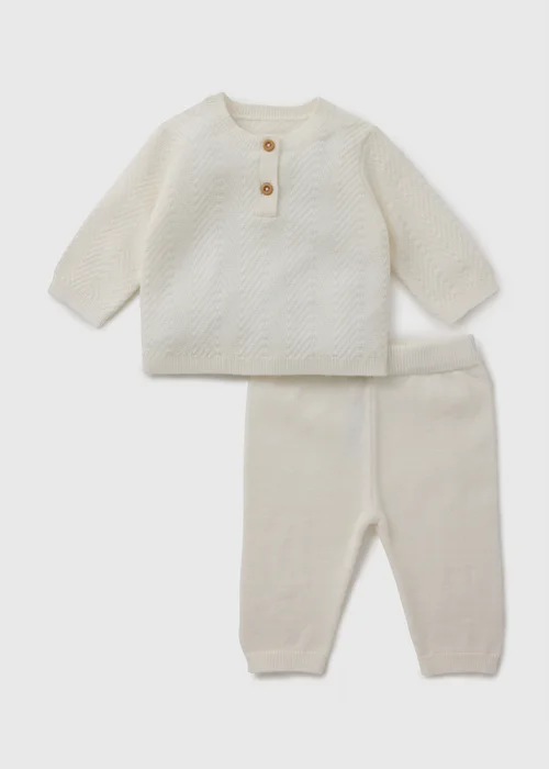 Baby Cream Knitted Top & Trouser Set (Newborn-12mths) - First Size Image 1