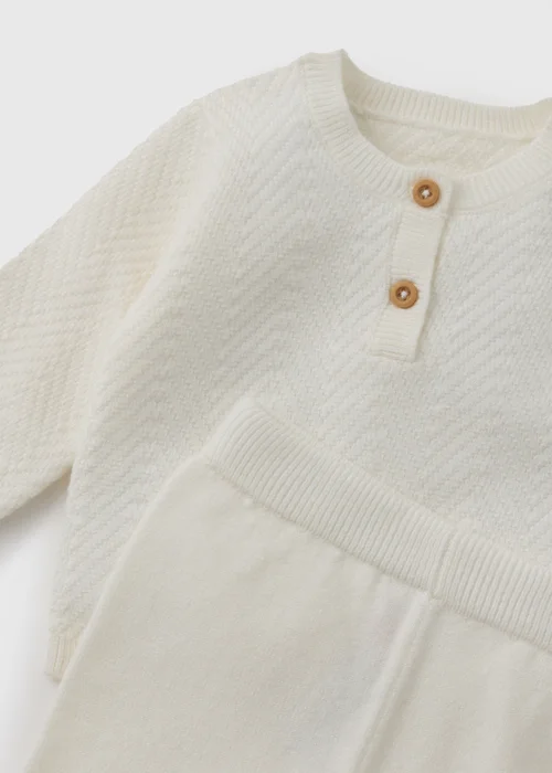 Baby Cream Knitted Top & Trouser Set (Newborn-12mths) - First Size Image 2