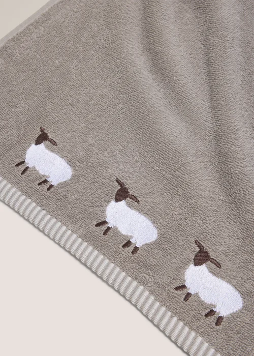 Grey Sheep Embroidered Hand Towel - Hand Towel Image 2