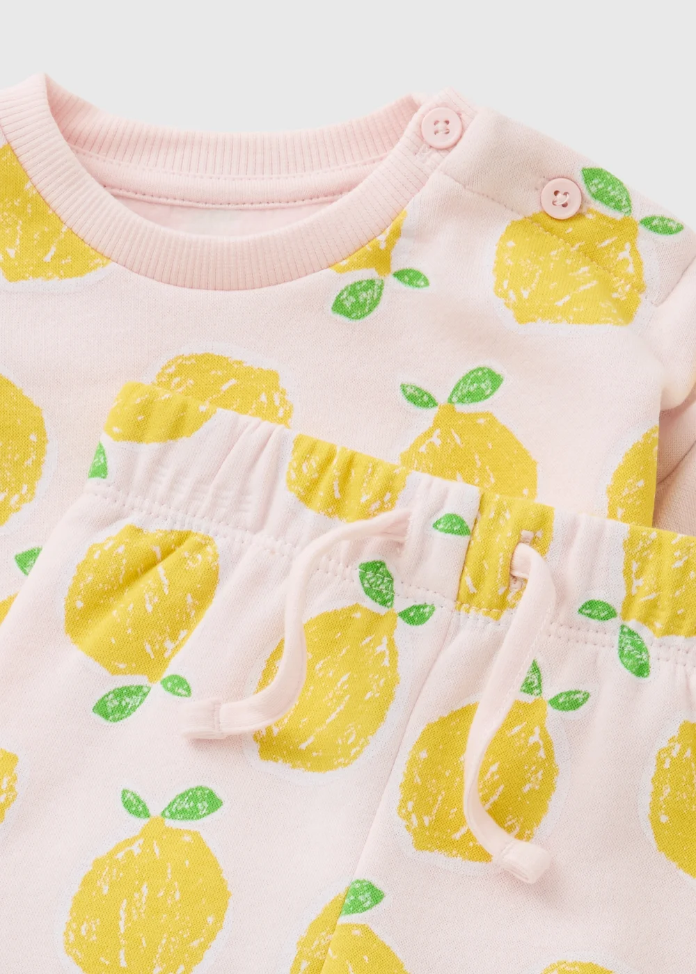 Girls Pink Lemon Print Sweatshirt & Jogging Bottom Set (Newborn-23mths) - Up to 1 Month Image 2