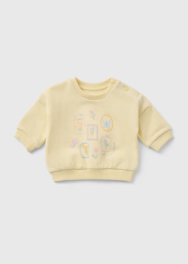 Baby Yellow Floral Butterfly Sweatshirt (Newborn-23mths)