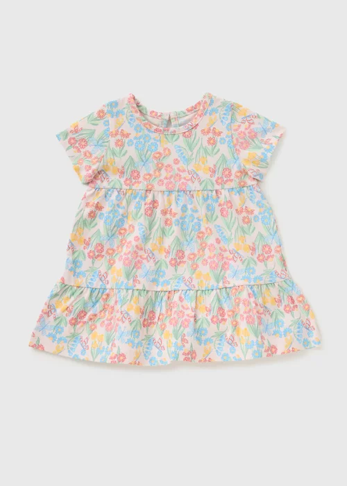 Baby Multicolour Flower Dress (Newborn-23mths) - Up to 1 Month Image 1