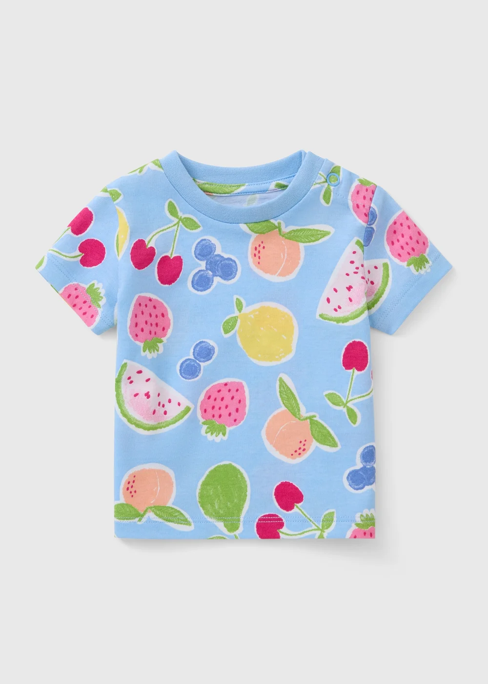 Baby Blue Fruit Print T-Shirt (0-23mths) - Up to 1 Month Image 1