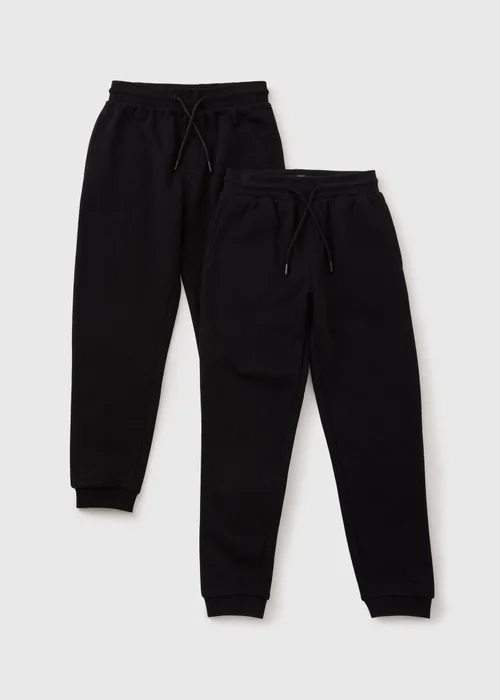 2 Pack Boys Black Joggers (7-15yrs) - Age 7 Years Image 1