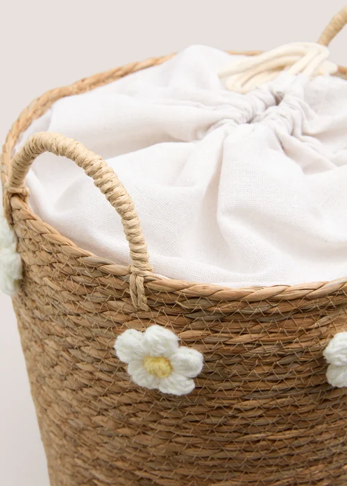 Daisy Crochet Large Woven Basket Image 2