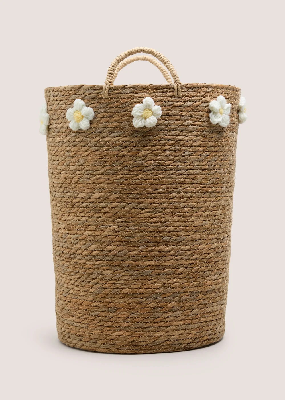 Daisy Crochet Large Woven Basket Image 1