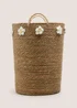Daisy Crochet Large Woven Basket Image 1