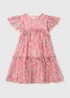 Girls Pink Floral Print Mesh Dress (7-15yrs) - 7 Yrs Image 1