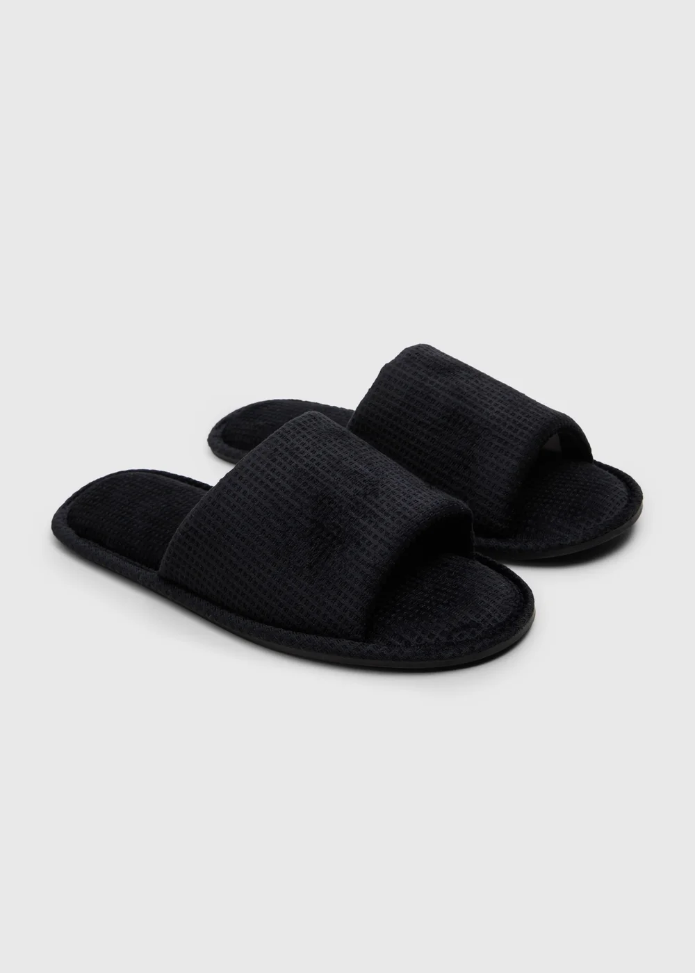Black Waffle Slider Slippers - Small Image 1