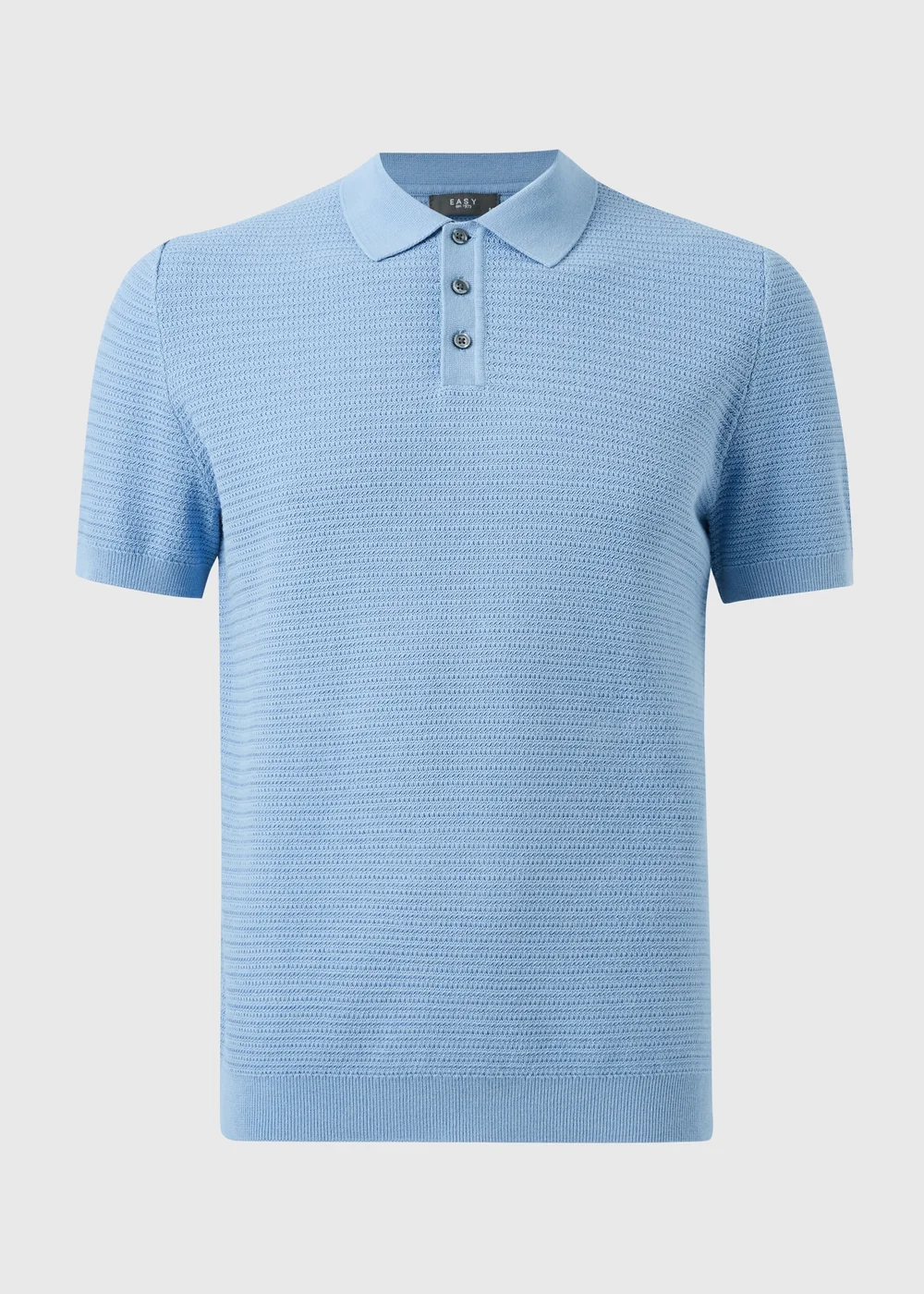 Blue Textured Polo Top - Small Image 1