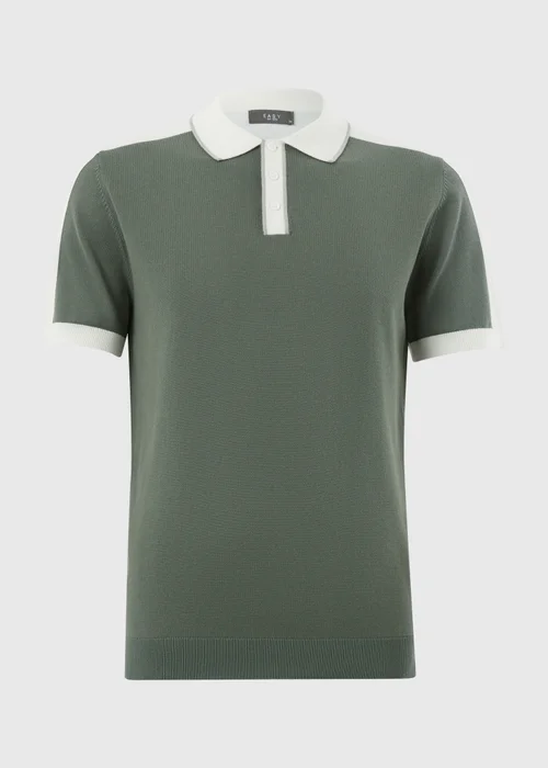 Green Colour Block Knitted Polo Shirt - Small Image 4
