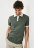 Green Colour Block Knitted Polo Shirt - Small Image 1