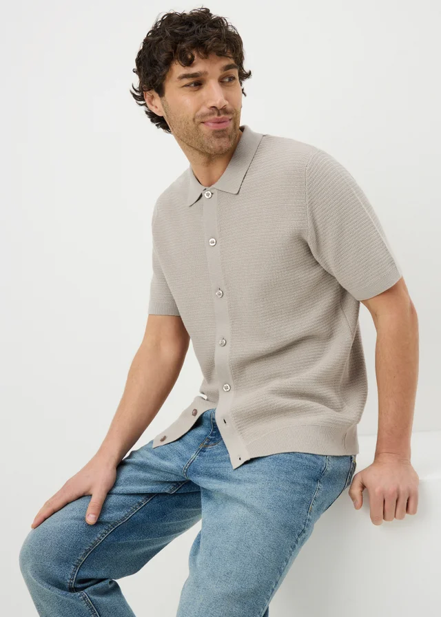 Stone Knitted Textured Shirt