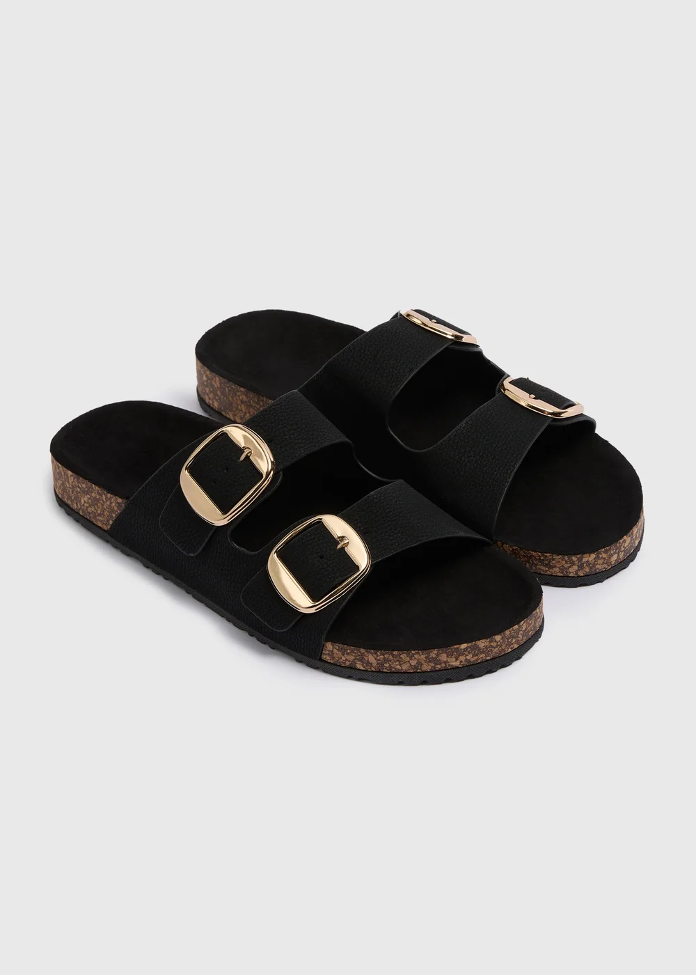 Black Double Buckle Footbed Sandals - Size 3 Image 1