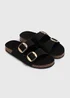 Black Double Buckle Footbed Sandals - Size 3 Image 1