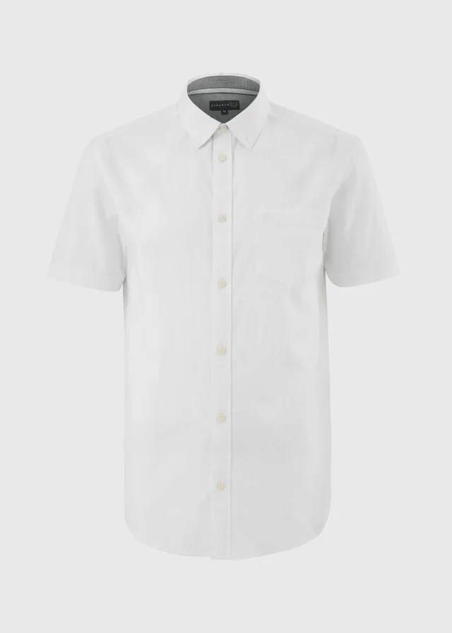 Lincoln White Linen Blend Short Sleeve Shirt