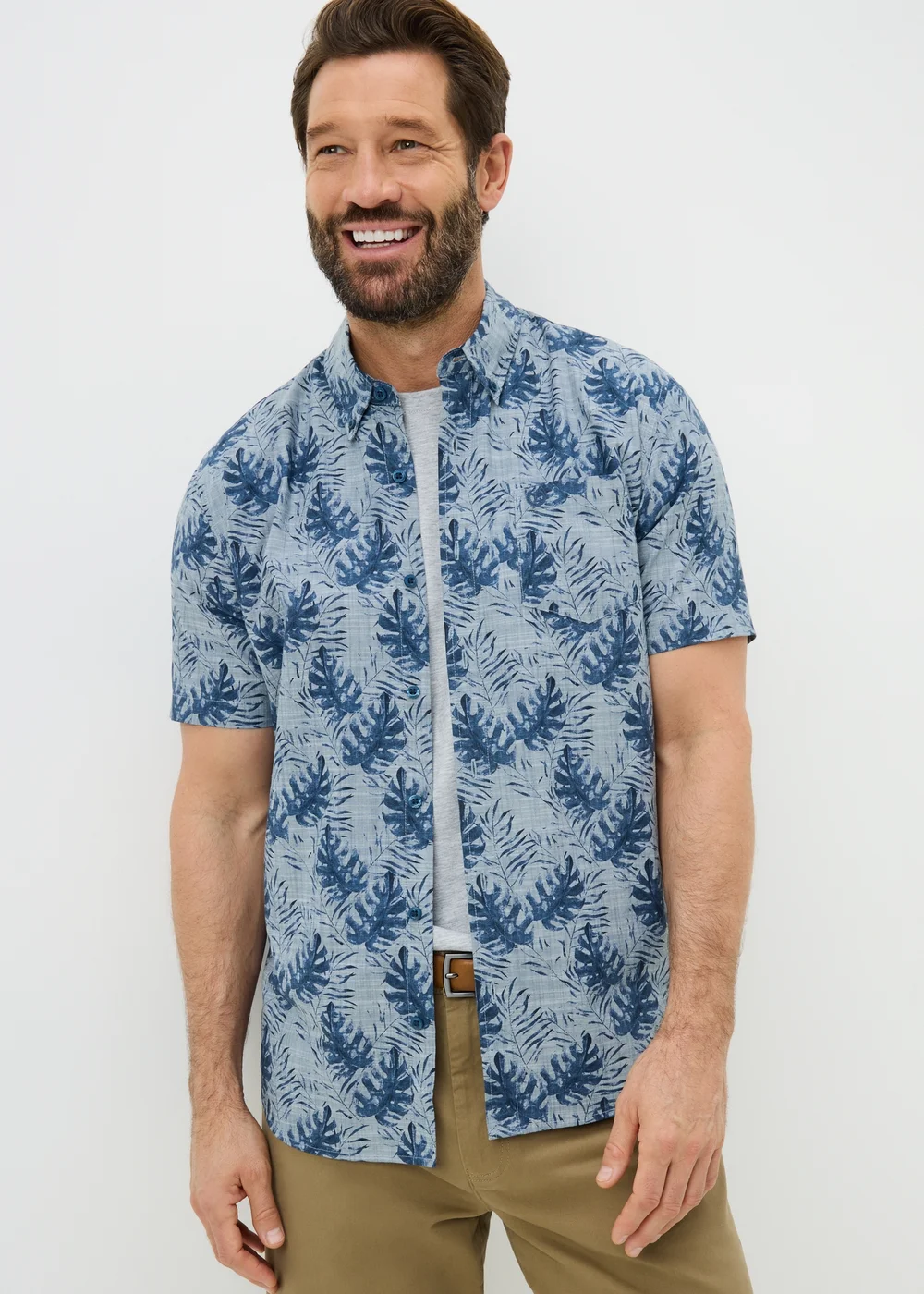 Navy Printed Shirt - Small Image 1