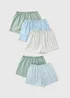 5 Pack Blue & Green Striped Woven Boxers - Small Image 1