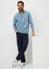 Lincoln Blue 1/4 Zip Interlock Jumper - Small Image 1