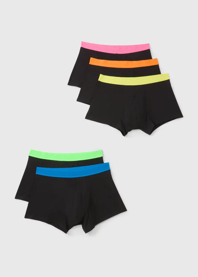 5 Pack Black Neon Hipster Boxers