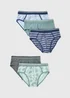 5 Pack Blue Leaf Print Briefs - Small Image 1