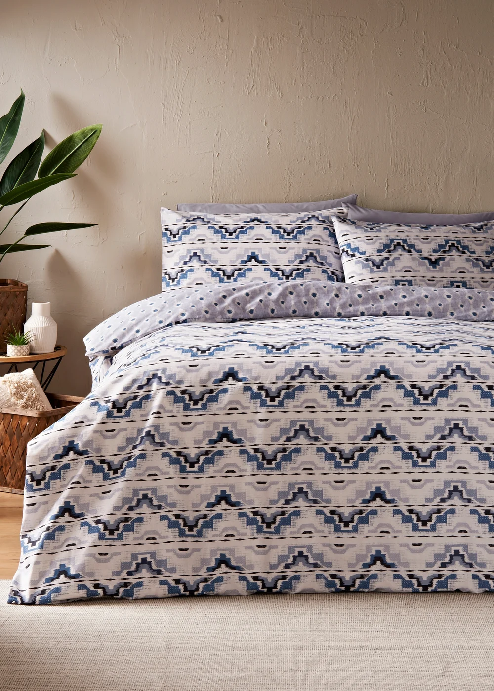 Blue Aztec Duvet Set - Single Image 1