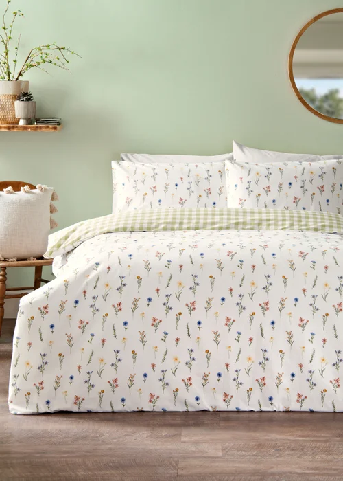 White Floral Meadow Duvet Set - Double Image 1