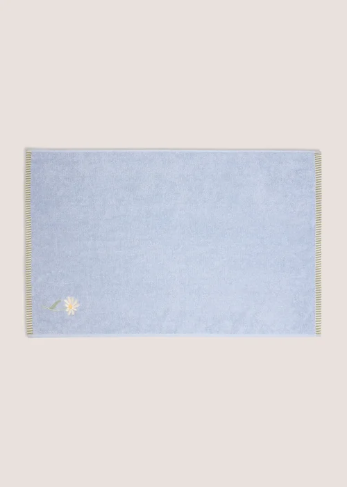 Blue Daisy Embroidered Hand Towel - Hand Towel Image 1