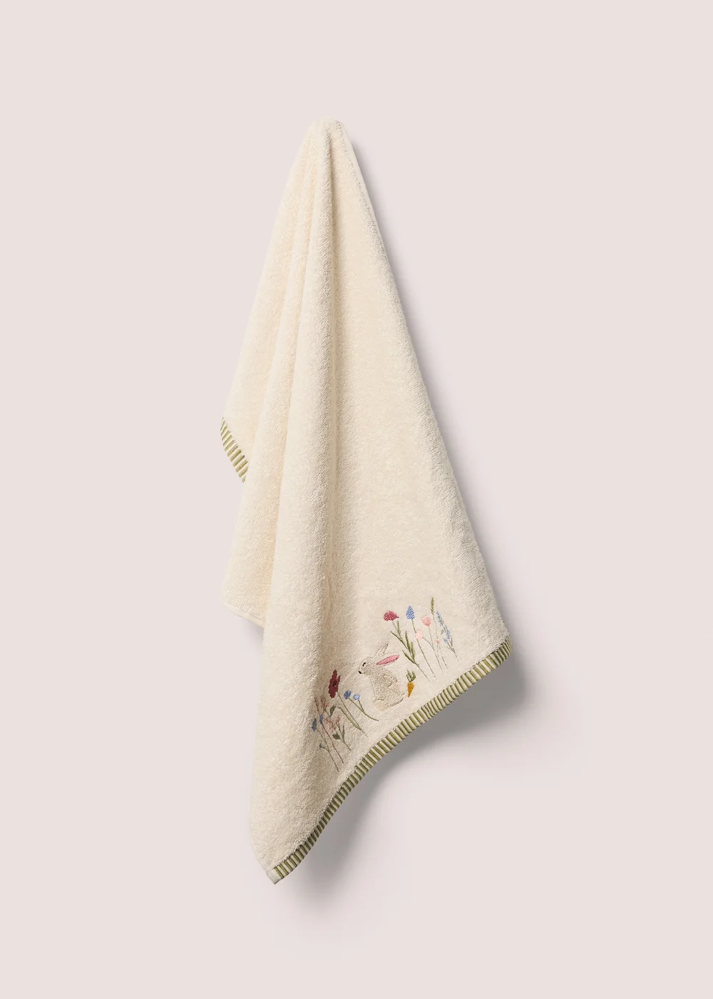 Cream Bunny Embroidered Hand Towel - Hand Towel Image 1