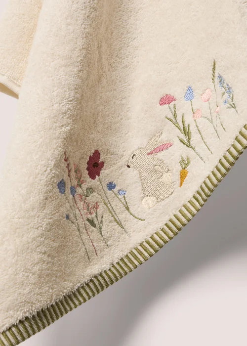 Cream Bunny Embroidered Hand Towel - Hand Towel Image 2