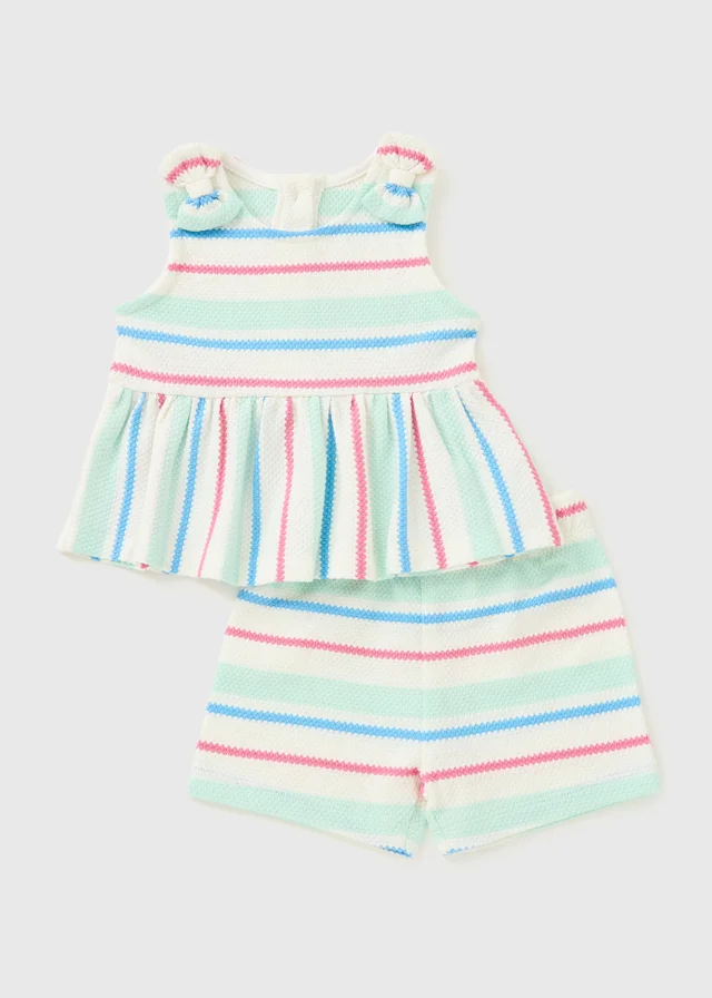 Baby Multicolour Stripe Popcorn Top & Shorts (Newborn-23mths)