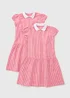 2 Pack Girls Red Gingham Knit Collar Dress (4-13yrs) - Age 4 Years Image 1