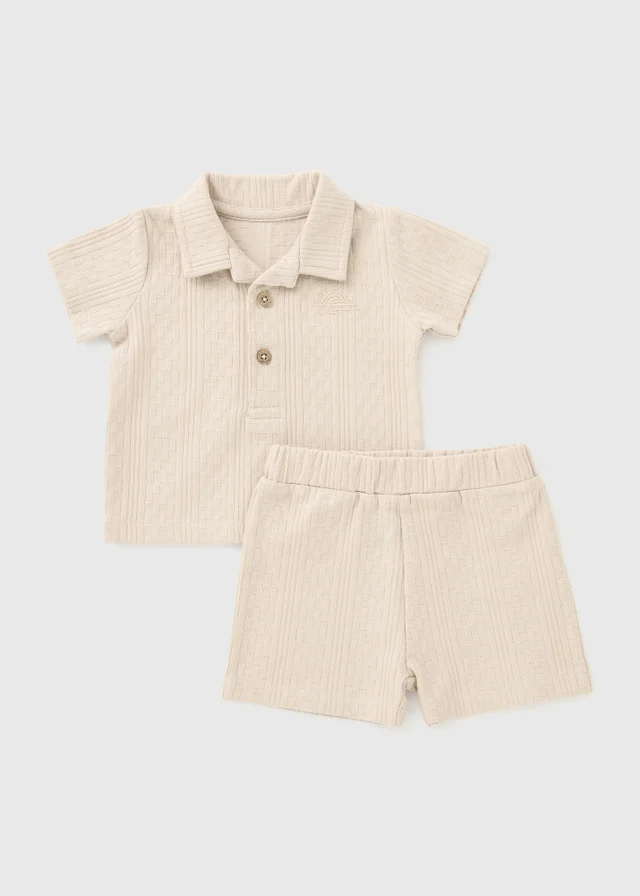 Baby Cream Jacquard Top & Short Set (Newborn-23mths)