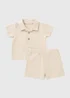 Baby Cream Jacquard Top & Short Set (Newborn-23mths) - Up to 1 Month Image 1
