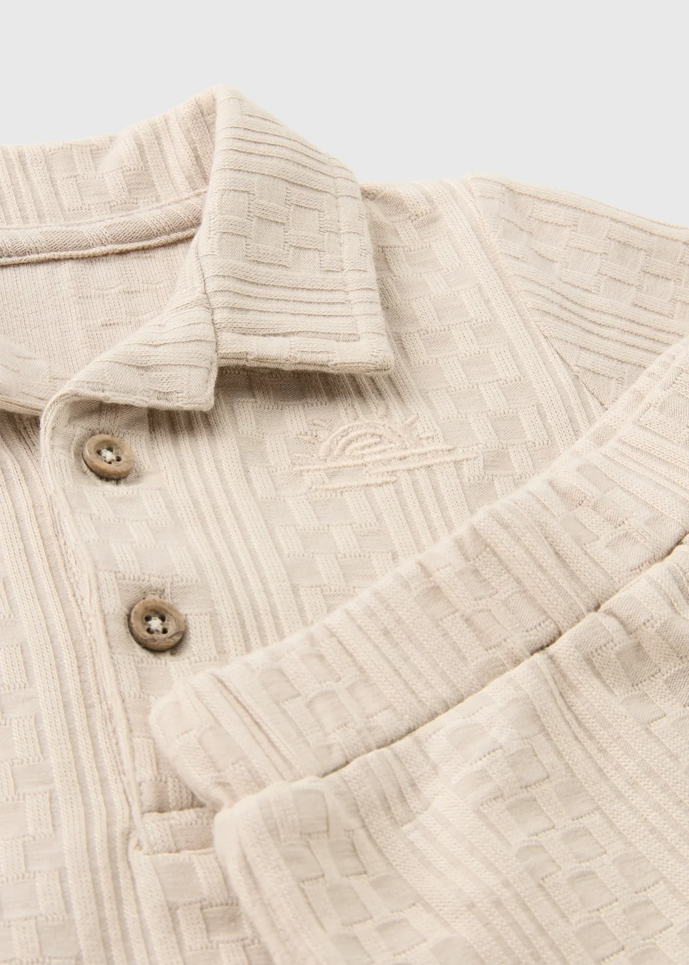 Baby Cream Jacquard Top & Short Set (Newborn-23mths) - Up to 1 Month Image 2