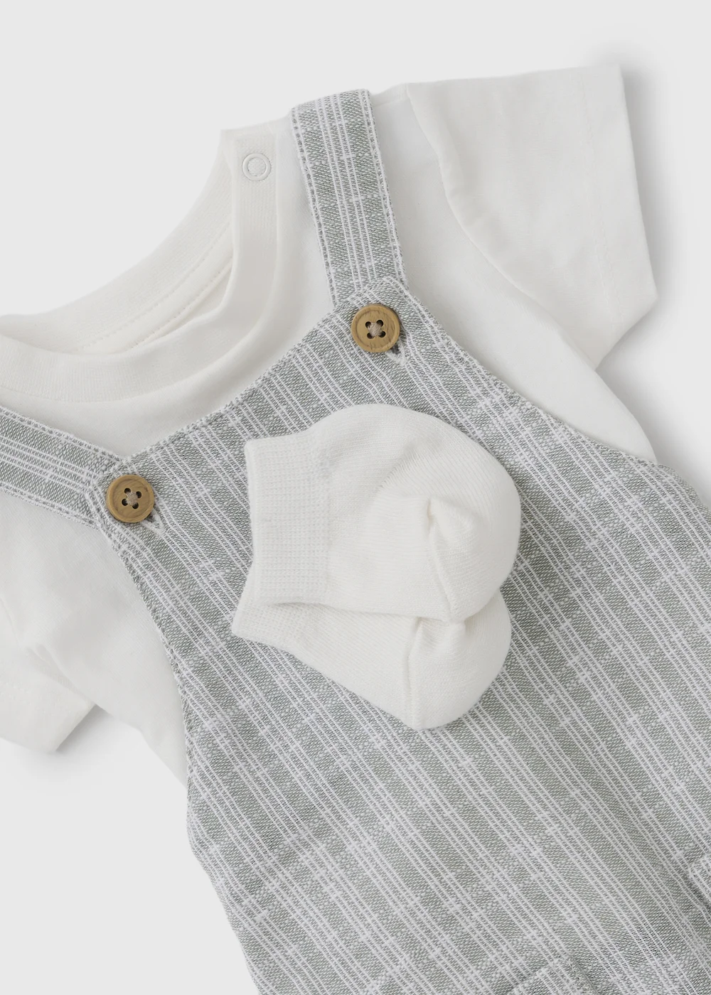 Baby Grey Stripe Romper & Sock Set (Newborn-23mths) - Up to 1 Month Image 2