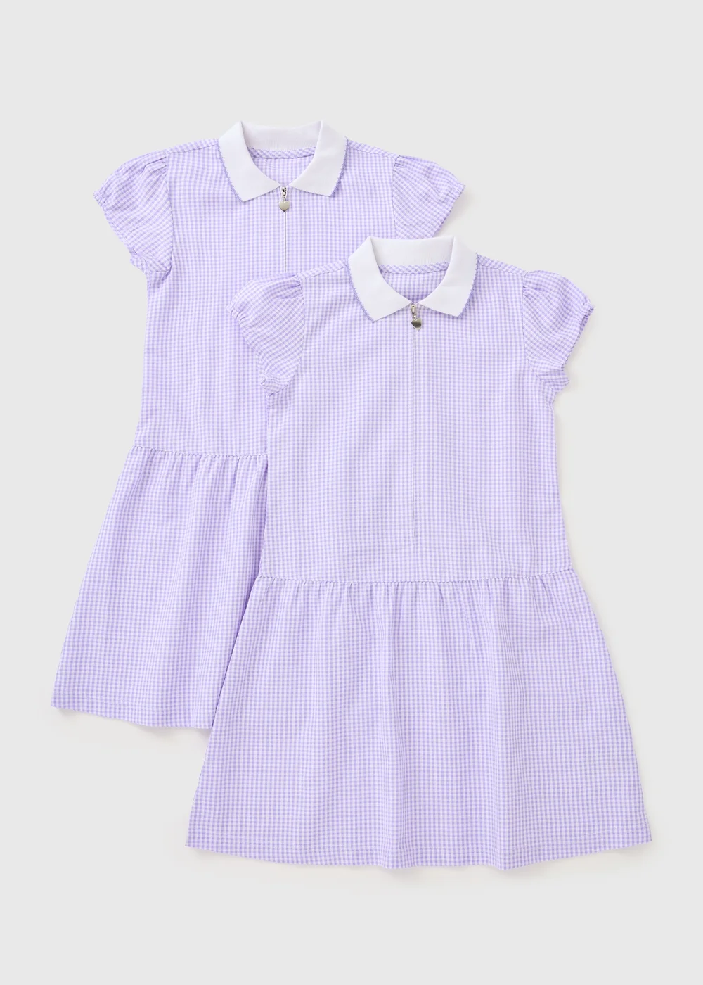 2 Pack Girls Lilac Gingham Pinafore Dress (3-13 Years) - Age 4 Years Image 1