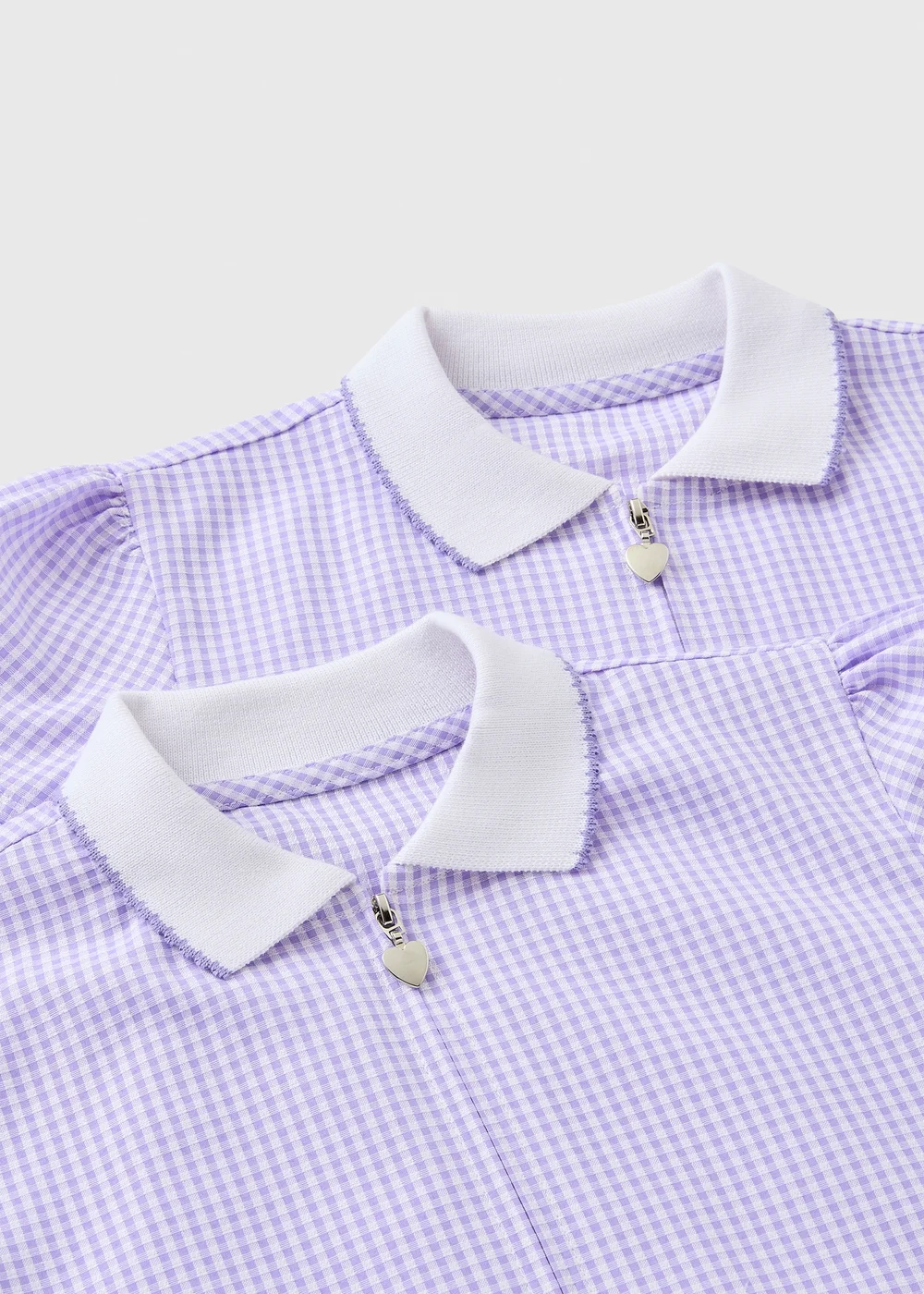 2 Pack Girls Lilac Gingham Knit Collar Dress (4-13yrs) - Age 4 Years Image 2