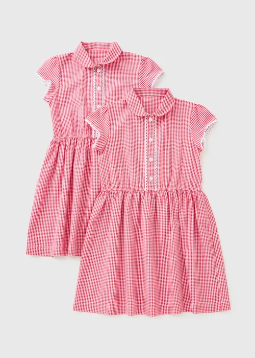 2 Pack Girls Red School Dresses (3-12 Years) - Age 4 Years Image 1