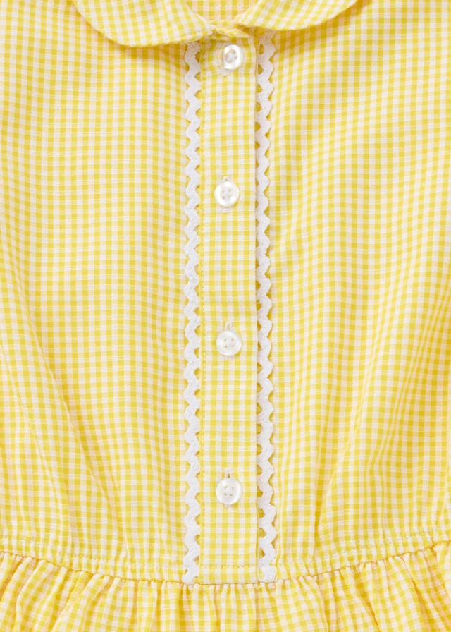 2 Pack Girls Yellow Traditional Gingham School Dresses (3-13 Years)
