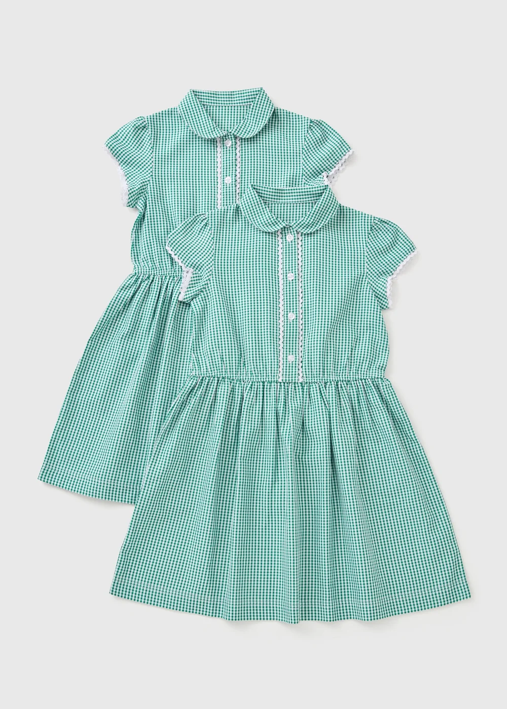 2 Pack Girls Green Gingham Pinafore Dress (3-313 Years) - Age 4 Years Image 1