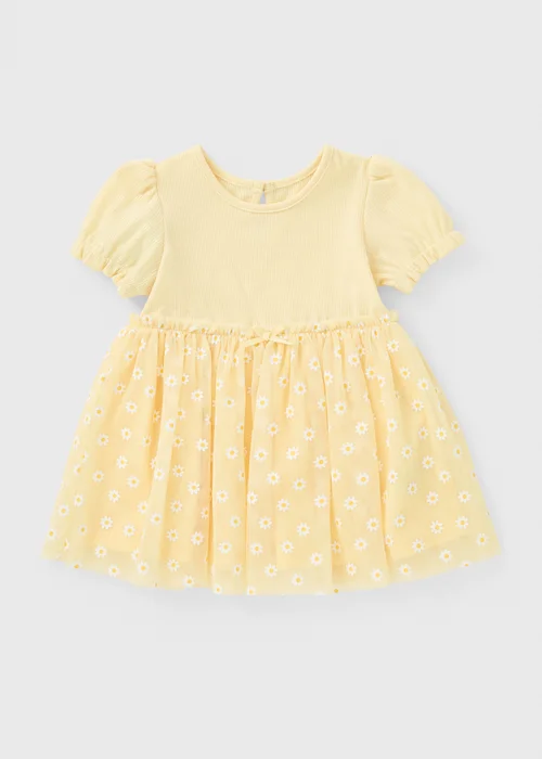 Baby Yellow Mesh Daisy Dress - 0-3 months Image 1
