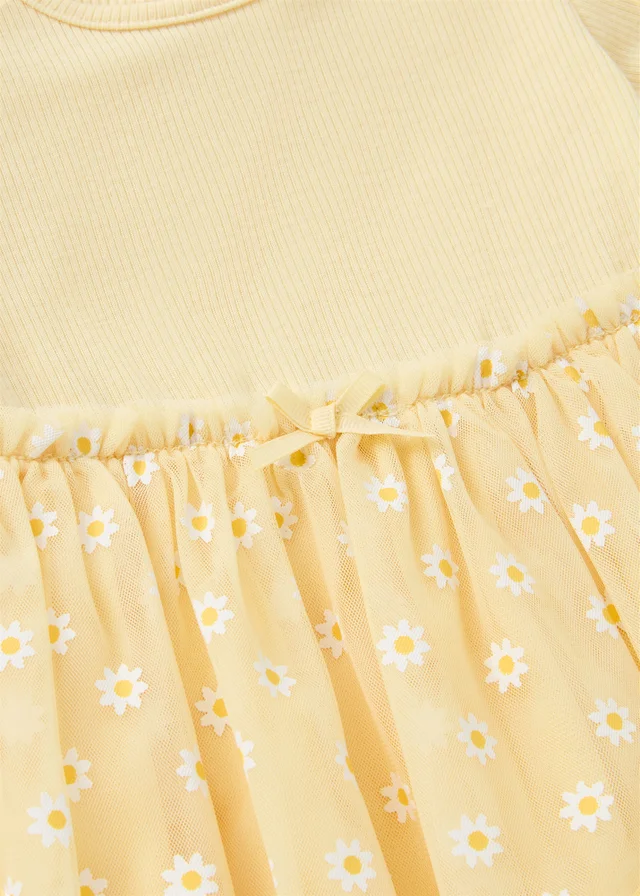 Baby Yellow Mesh Daisy Dress