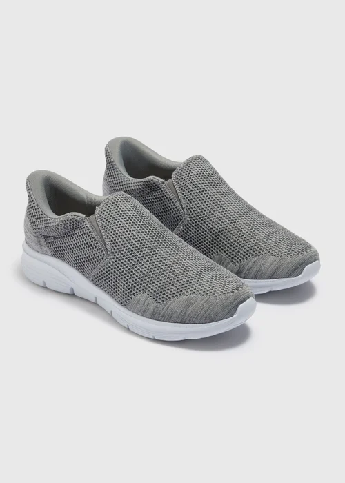 Grey Mesh Comfort Hands Free Slip On Trainers - 7 Image 1