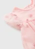 Girls Pink Flower Mesh Dress (Newborn-23mths) - Up to 1 Month Image 2