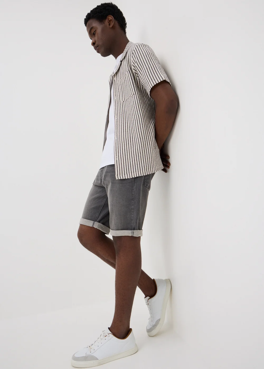 Grey Slim Fit Denim Shorts - 38 Image 1