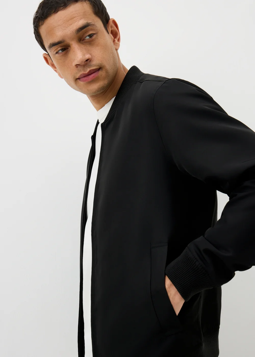 Black Lightweight Bomber Jacket - S Image 2