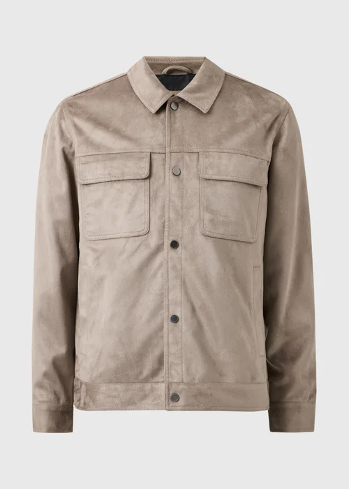 Mushroom Faux Suede Trucker Jacket - S Image 4