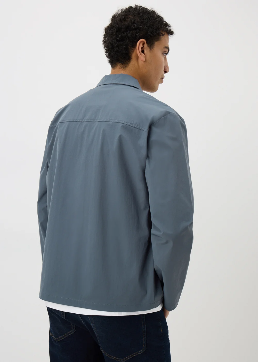 Blue Stretch Zip Shacket - S Image 2