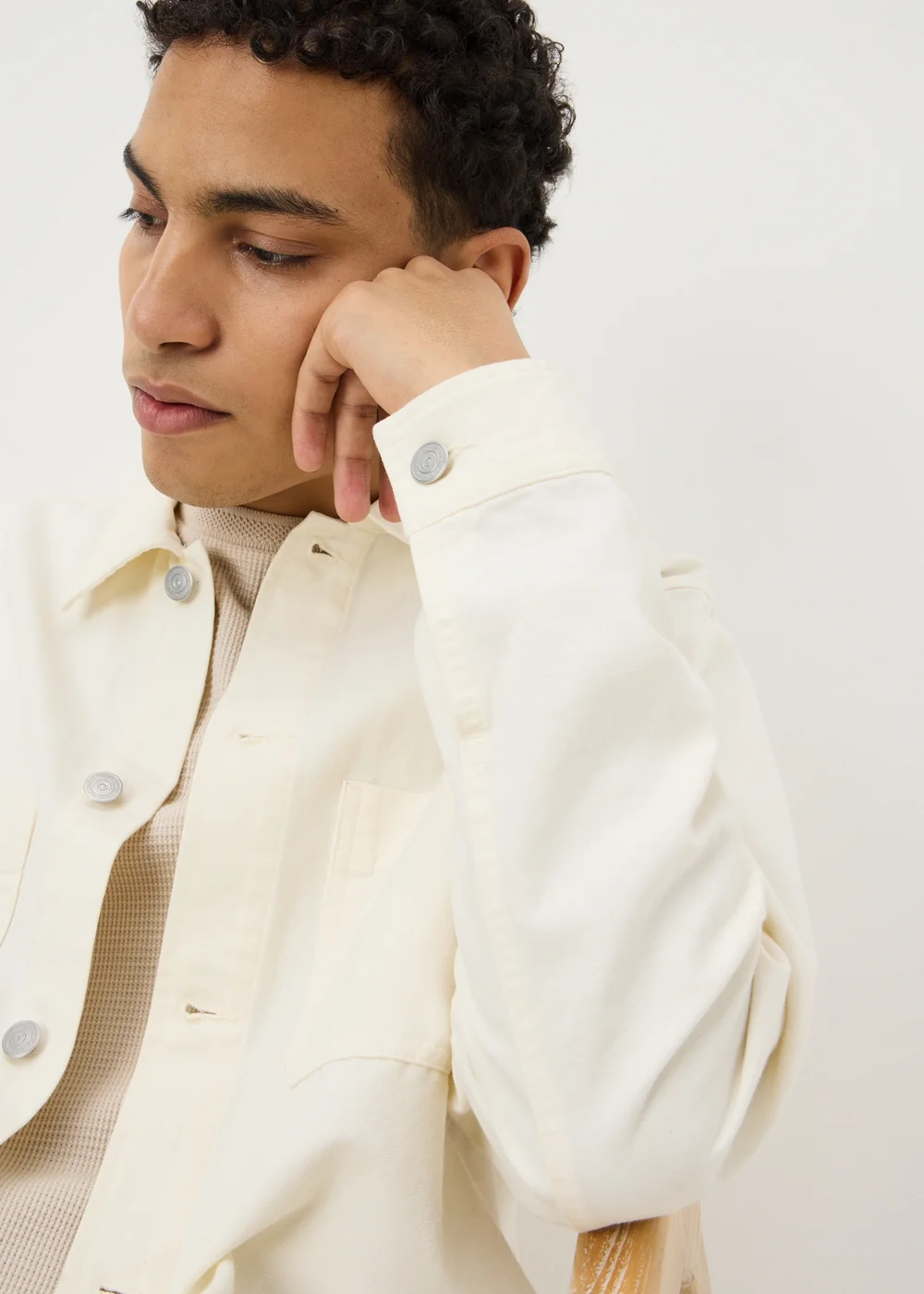 Ecru Lightweight Canvas Shacket - S Image 2